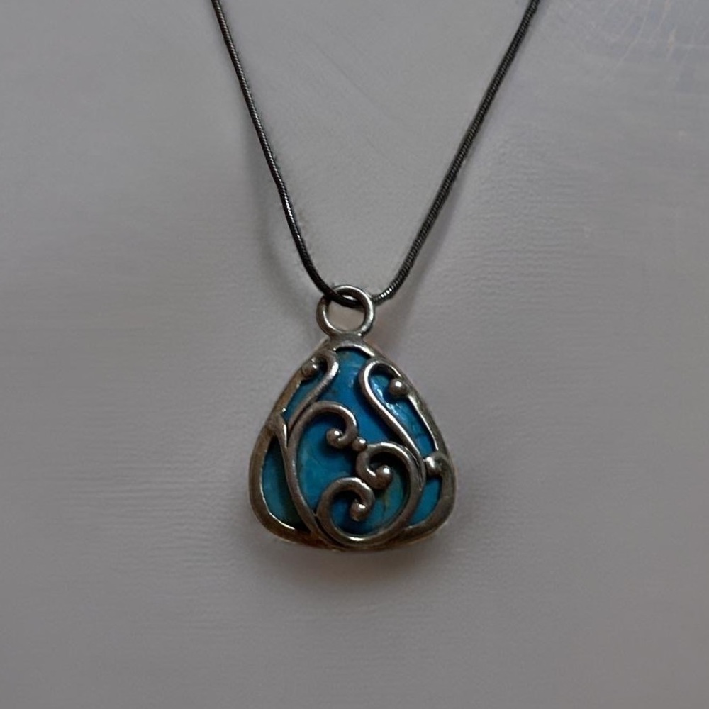 Turquoise 925 pendant silver snake chain
